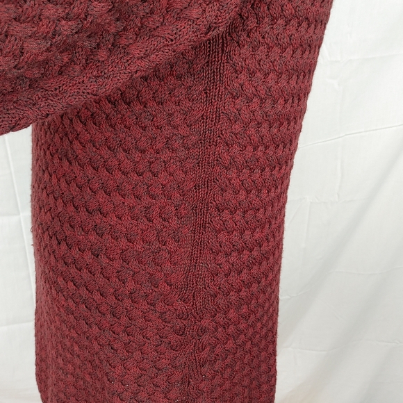 Athleta Cypress Wool Blend Basket Weave Long Sleeve Burgundy Sweater Size Small - Picture 4 of 13